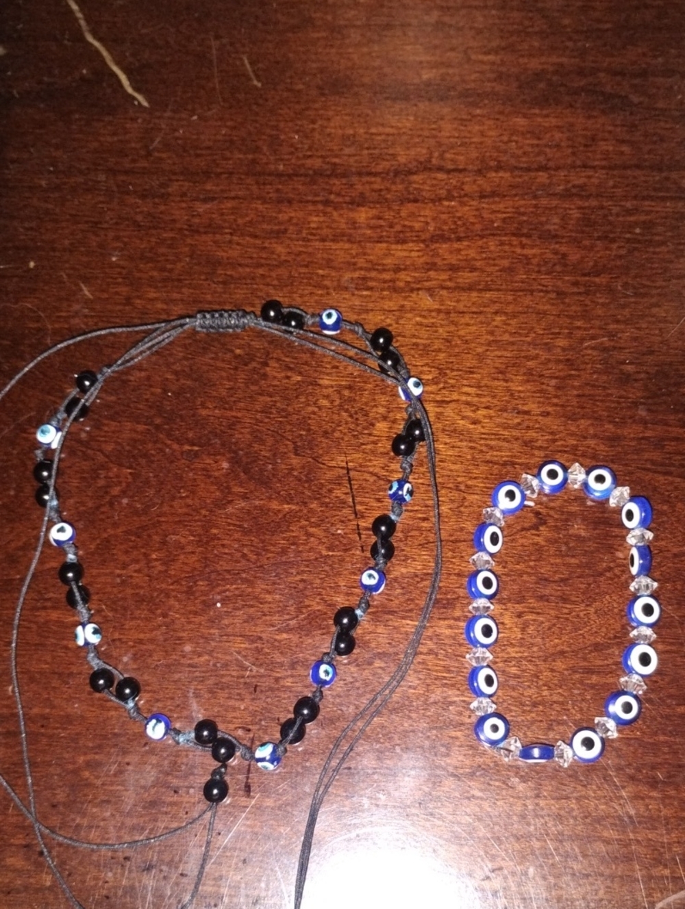Evil Eye Beaded Bracelet Set in Blue and Black